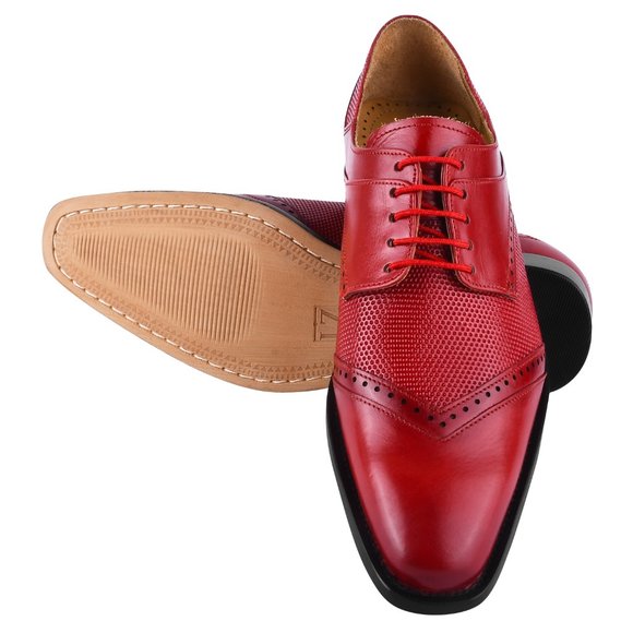LIBERTYZENO Mens Tread Design Genuine Leather Lace Up Oxford Dress Shoes
